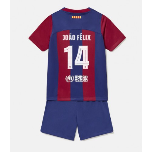 Fotballdrakt Barn Barcelona Joao Felix #14 Hjemmedraktsett 2023-24 Kortermet (+ Korte bukser)
